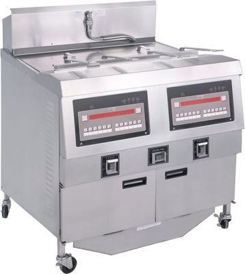 Twee potten vier manden elektrisch digitaal computerpaneel open deep fryer met oliefiltratie