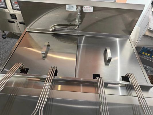 Twee potten vier manden elektrisch digitaal computerpaneel open deep fryer met oliefiltratie