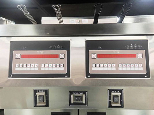Twee potten vier manden elektrisch digitaal computerpaneel open deep fryer met oliefiltratie