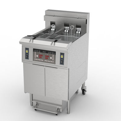 elektrische twee potten 3 manden 21.5L+11.6L met oliefilter systeem chips open deep fryer