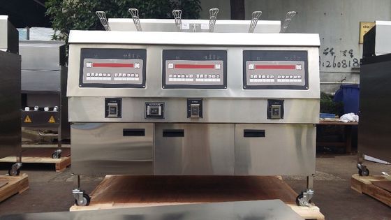 Drie potten zes manden elektrisch digitaal computerpaneel open deep fryer met oliefiltratie