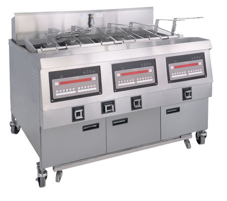 Digitaal computerpaneel Drie potten zes manden Open diepfryer met filtratie