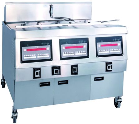 Drie potten zes manden elektrisch digitaal computerpaneel open deep fryer met oliefiltratie