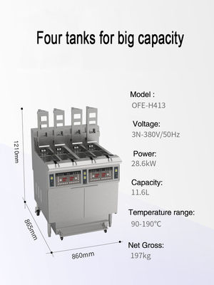 Automatische lift 4 potten 4 manden Digitaal computerpaneel Elektrisch open Fryer Commerciële bakapparatuur
