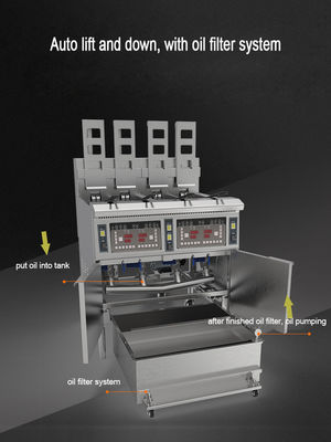 Automatische lift 4 potten 4 manden Digitaal computerpaneel Elektrisch open Fryer Commerciële bakapparatuur