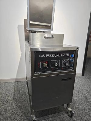 Mechanisch paneel 304 SUS Gasverwarming Kipen onder druk frituur zonder oliefiltratie