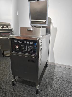 Mechanisch paneel 304 SUS Gasverwarming Kipen onder druk frituur zonder oliefiltratie