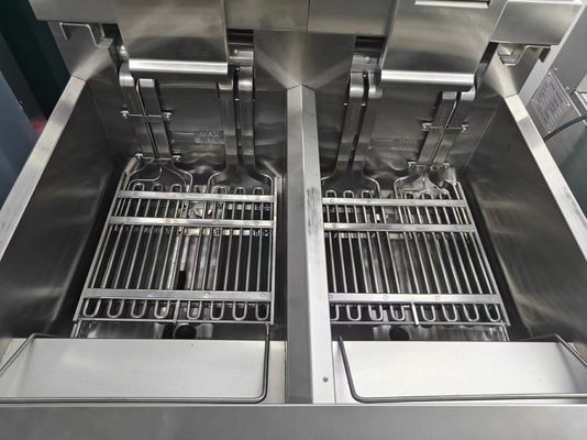 Auto Lift Electric Double Pots 28KW Chips Open Fryer Met Olie Filter Systeem