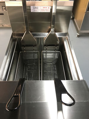 Twee potten vier manden gasverwarming chips open deep fryer met oliefiltratie
