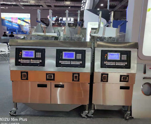 Twee potten vier manden gasverwarming chips open deep fryer met oliefiltratie