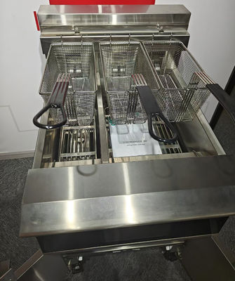 elektrische twee potten 3 manden 21.5L+11.6L met oliefilter systeem chips open deep fryer