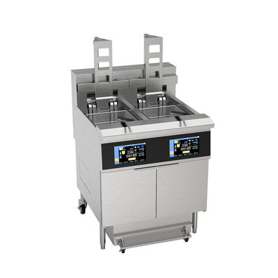 Touchscreen Smart Panel Auto Lift Filtratie Twee potten Vier manden 304SUS Electric Gas Open Chips Fryer