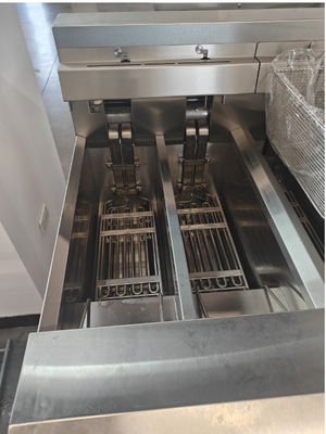 Vier potten Vier manden met oliefiltersysteem 304SUS Ventless Deep kfc chips Electric Chips Open chips friter voor kookmachine