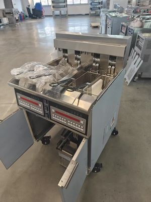 380V 28kw Dubbele tanks Vier manden Digitaal paneel Elektriciteit &amp; Gas Chips Open Fryer Machine 15L*2