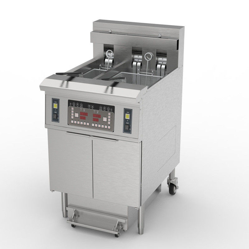 elektrische twee potten 3 manden 21.5L+11.6L met oliefilter systeem chips open deep fryer