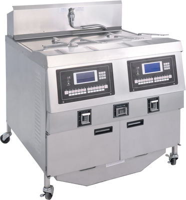 Twee potten Vier manden 304SUS Gas Chips Commercieel Open Diep LCD Panel Olie Fryer