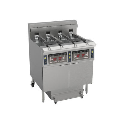 Vier potten Vier manden met oliefiltersysteem 304SUS Ventless Deep kfc chips Electric Chips Open chips friter voor kookmachine
